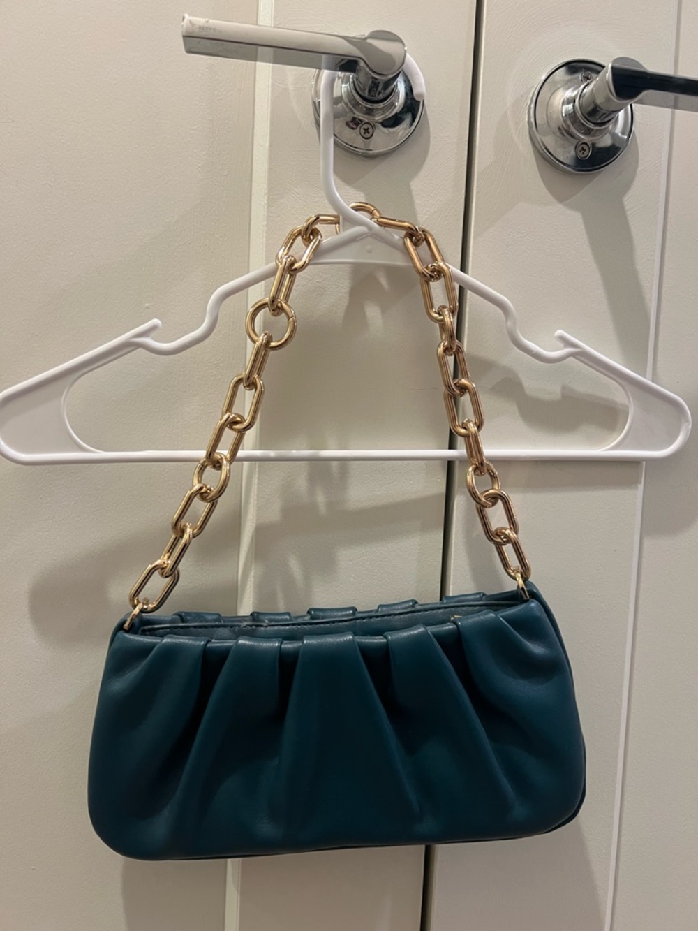 Target Teal Mini Shoulder Bag with Gold Chain